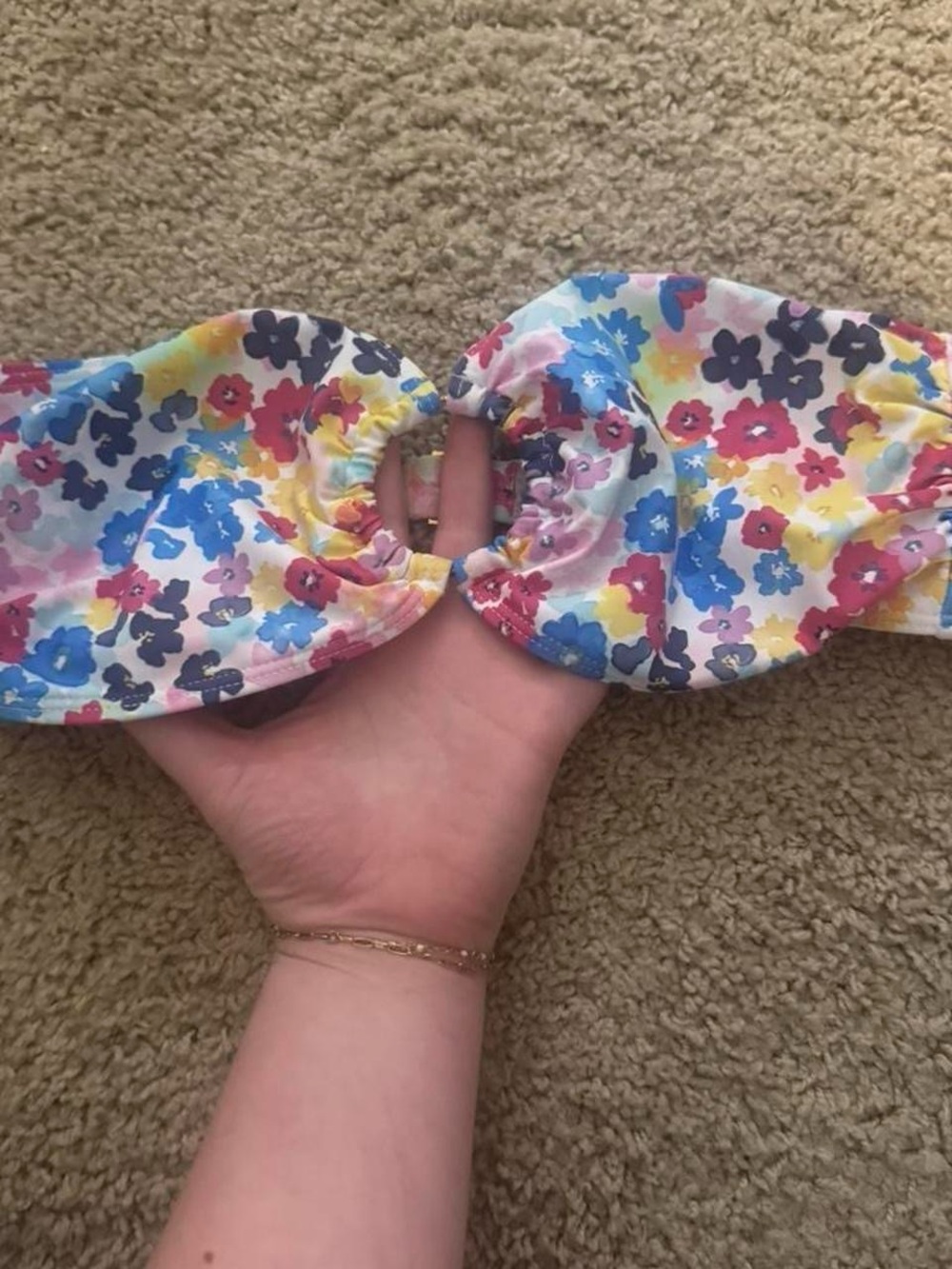 Lulu's Floral Bandeau Bikini Top - Blue, Pink, Yellow, Purple